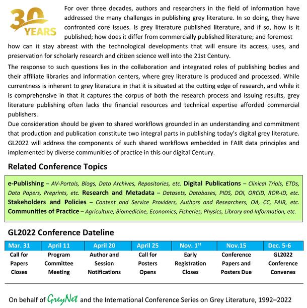 GL2022 International Conference on Grey Literature 